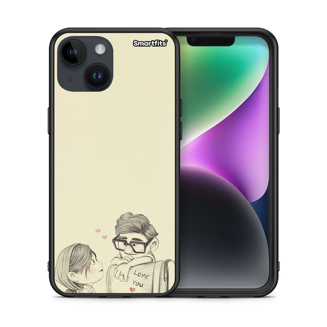 Θήκη iPhone 14 Carl And Ellie από τη Smartfits με σχέδιο στο πίσω μέρος και μαύρο περίβλημα | iPhone 14 Carl And Ellie case with colorful back and black bezels