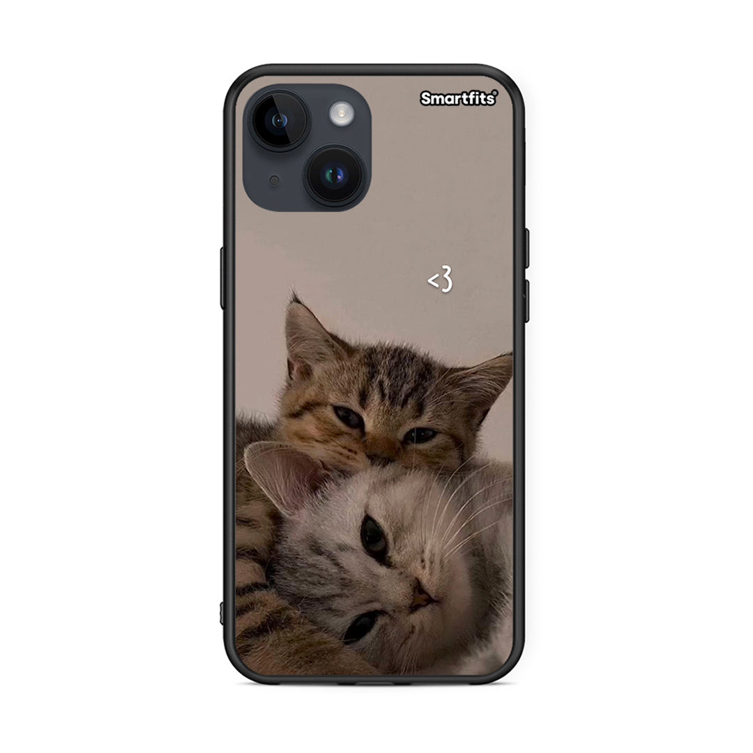 iPhone 14 Cats In Love Θήκη από τη Smartfits με σχέδιο στο πίσω μέρος και μαύρο περίβλημα | Smartphone case with colorful back and black bezels by Smartfits