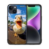 Thumbnail for Θήκη iPhone 14 Duck Face από τη Smartfits με σχέδιο στο πίσω μέρος και μαύρο περίβλημα | iPhone 14 Duck Face case with colorful back and black bezels