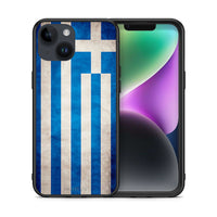 Thumbnail for Θήκη iPhone 14 Greek Flag από τη Smartfits με σχέδιο στο πίσω μέρος και μαύρο περίβλημα | iPhone 14 Greek Flag case with colorful back and black bezels