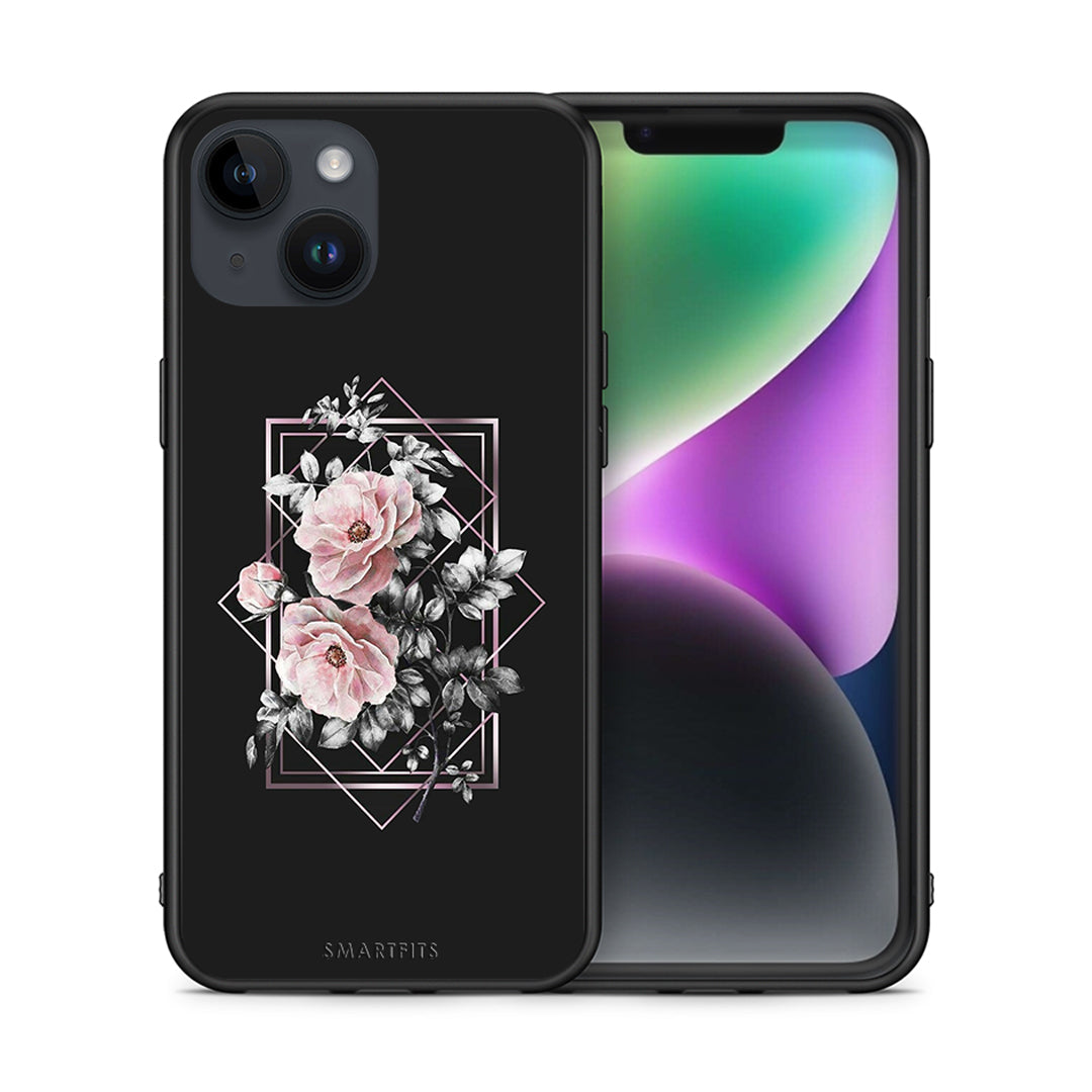 Θήκη iPhone 14 Frame Flower από τη Smartfits με σχέδιο στο πίσω μέρος και μαύρο περίβλημα | iPhone 14 Frame Flower case with colorful back and black bezels