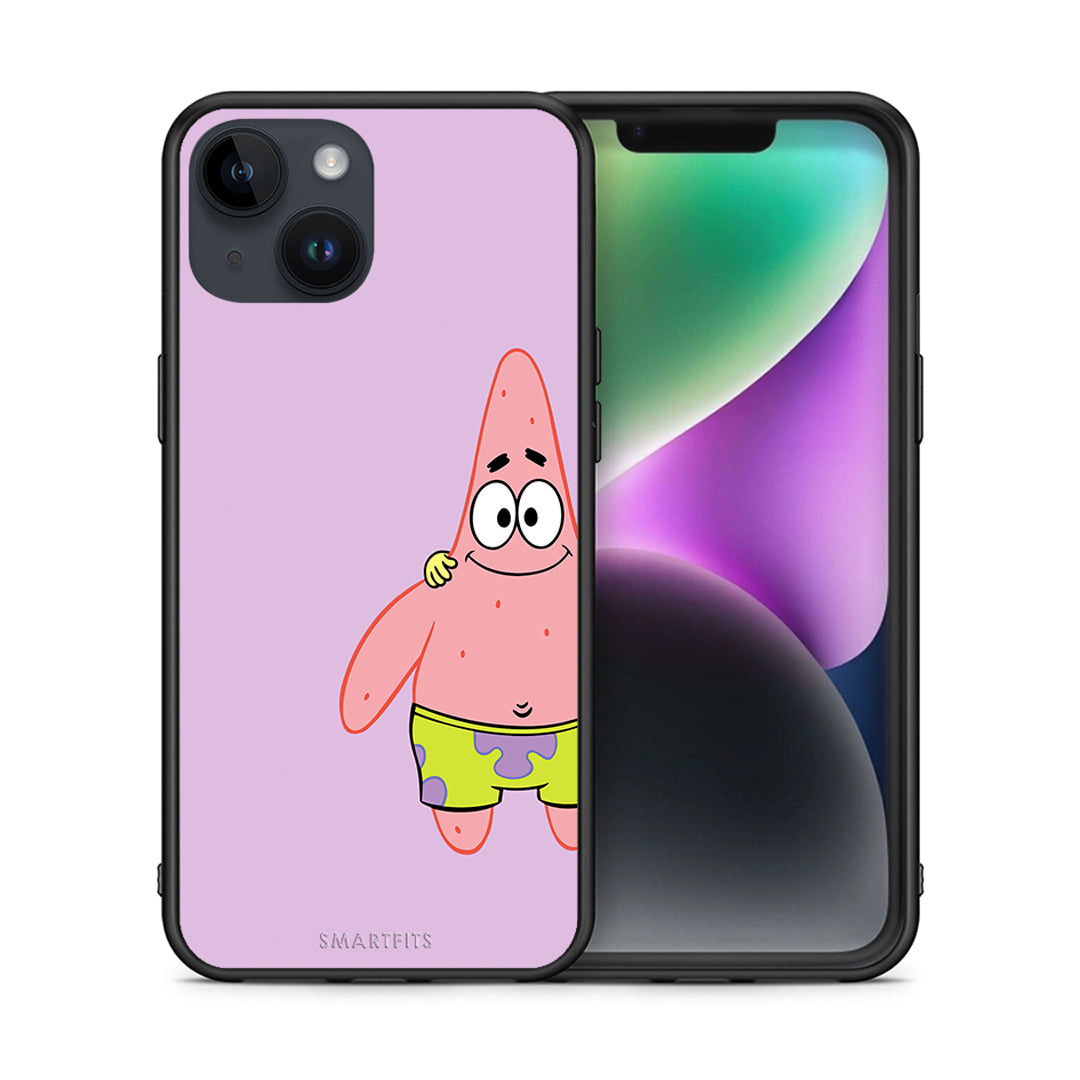 Θήκη iPhone 14 Friends Patrick από τη Smartfits με σχέδιο στο πίσω μέρος και μαύρο περίβλημα | iPhone 14 Friends Patrick case with colorful back and black bezels