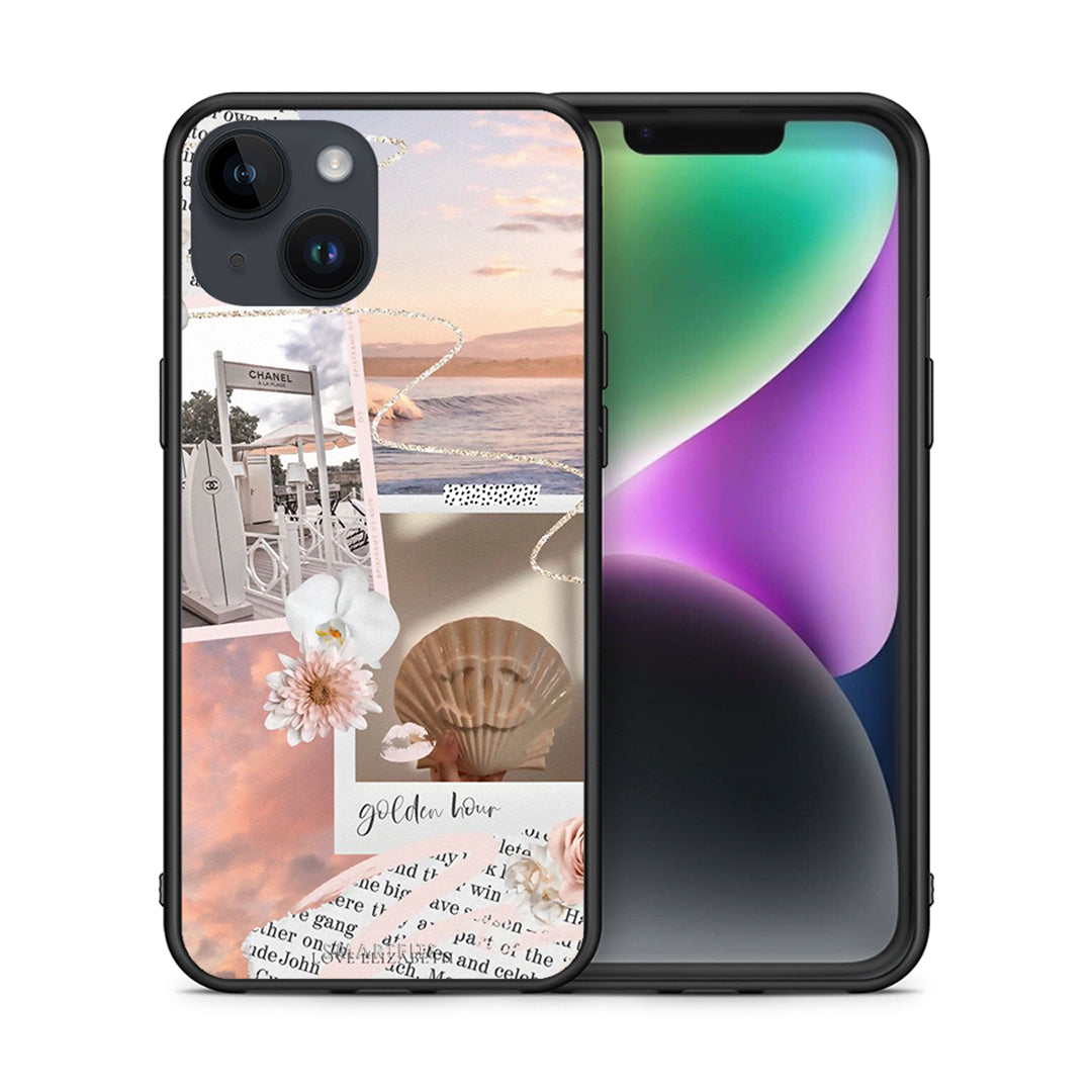 Θήκη Αγίου Βαλεντίνου iPhone 14 Golden Hour από τη Smartfits με σχέδιο στο πίσω μέρος και μαύρο περίβλημα | iPhone 14 Golden Hour case with colorful back and black bezels