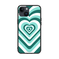 Thumbnail for iPhone 14 Green Hearts θήκη από τη Smartfits με σχέδιο στο πίσω μέρος και μαύρο περίβλημα | Smartphone case with colorful back and black bezels by Smartfits