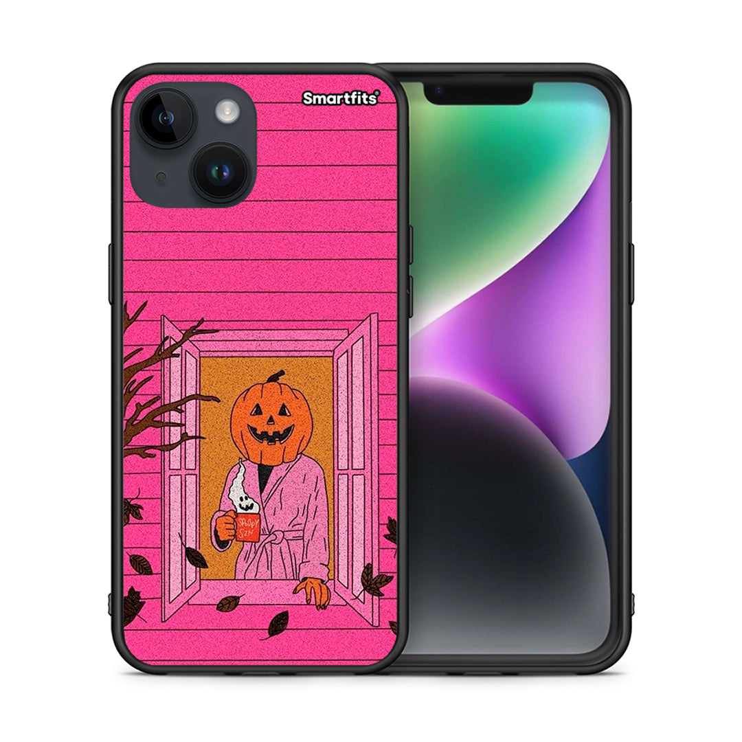 Θήκη iPhone 15 Halloween Pumpkin Lady από τη Smartfits με σχέδιο στο πίσω μέρος και μαύρο περίβλημα | iPhone 15 Halloween Pumpkin Lady case with colorful back and black bezels