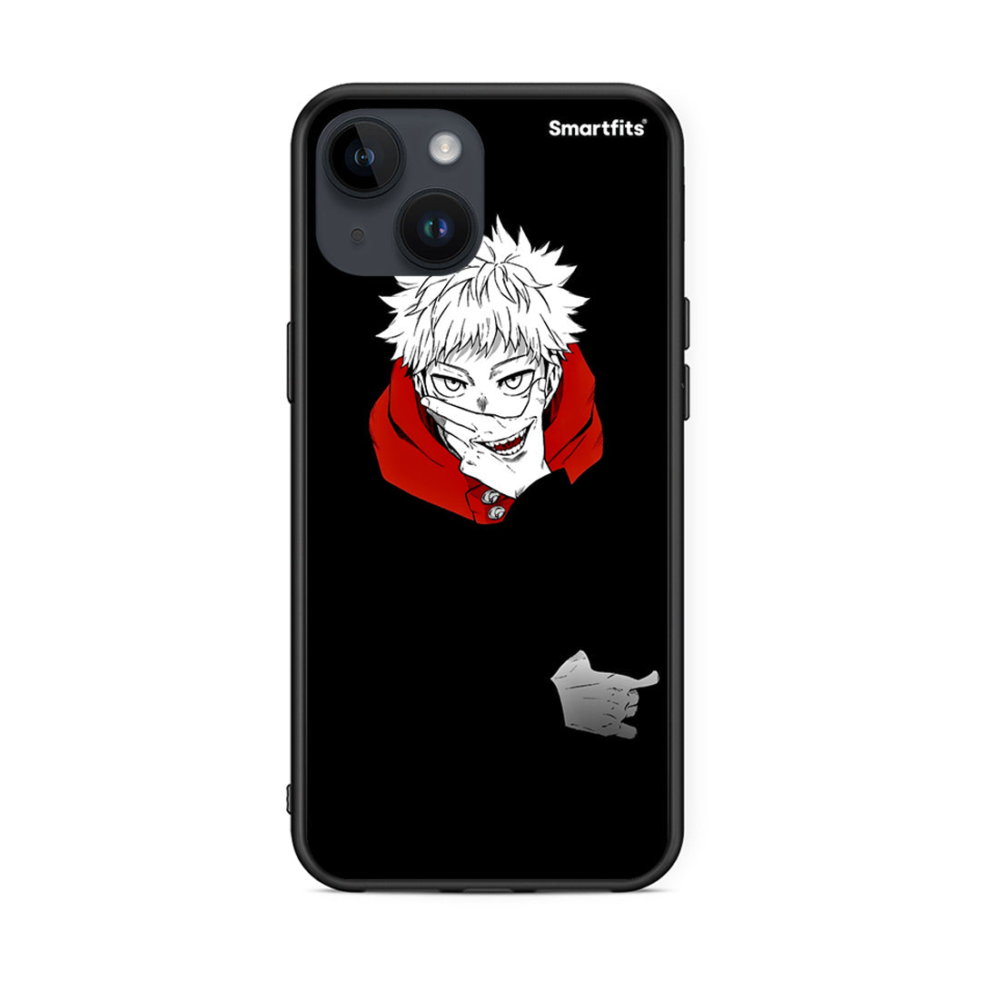 iPhone 15 Itadori Anime θήκη από τη Smartfits με σχέδιο στο πίσω μέρος και μαύρο περίβλημα | Smartphone case with colorful back and black bezels by Smartfits