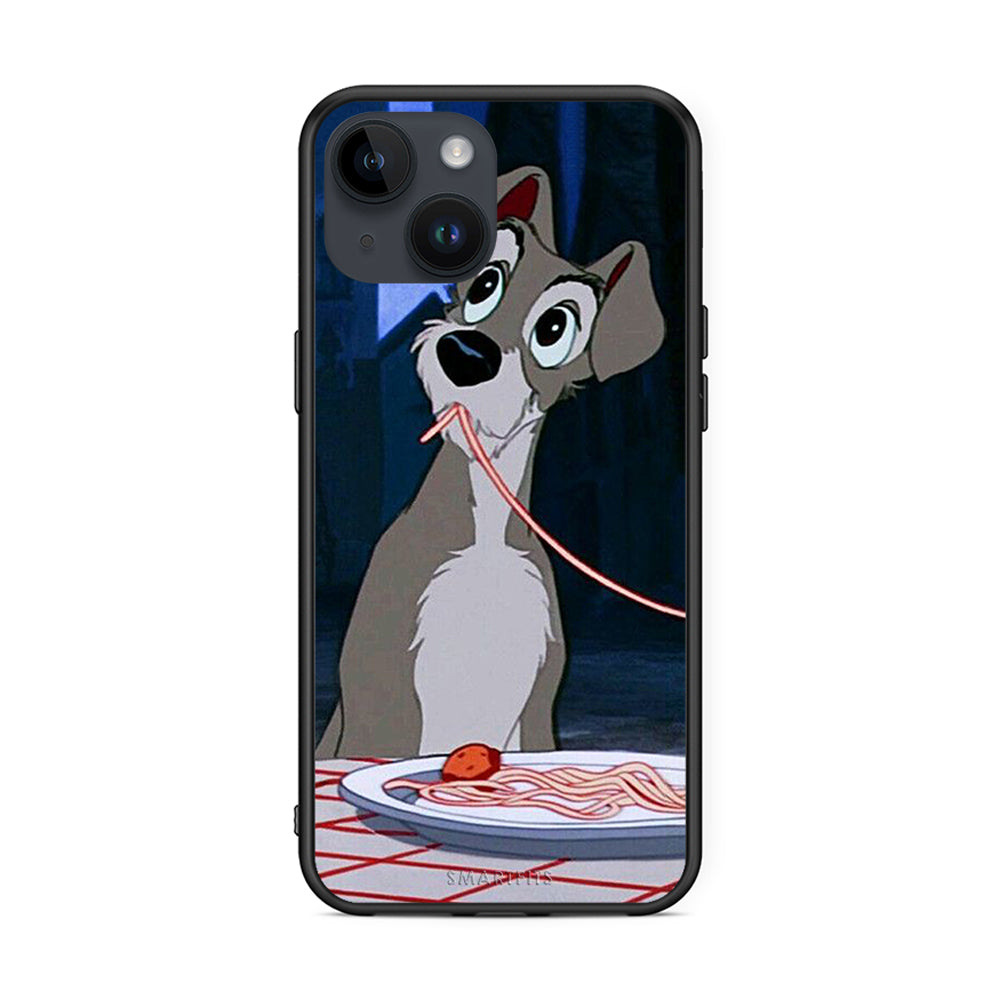 iPhone 14 Lady And Tramp 1 Θήκη Αγίου Βαλεντίνου από τη Smartfits με σχέδιο στο πίσω μέρος και μαύρο περίβλημα | Smartphone case with colorful back and black bezels by Smartfits