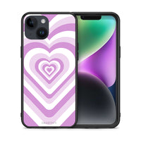 Thumbnail for Θήκη iPhone 14 Lilac Hearts από τη Smartfits με σχέδιο στο πίσω μέρος και μαύρο περίβλημα | iPhone 14 Lilac Hearts case with colorful back and black bezels