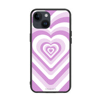 Thumbnail for iPhone 14 Lilac Hearts θήκη από τη Smartfits με σχέδιο στο πίσω μέρος και μαύρο περίβλημα | Smartphone case with colorful back and black bezels by Smartfits