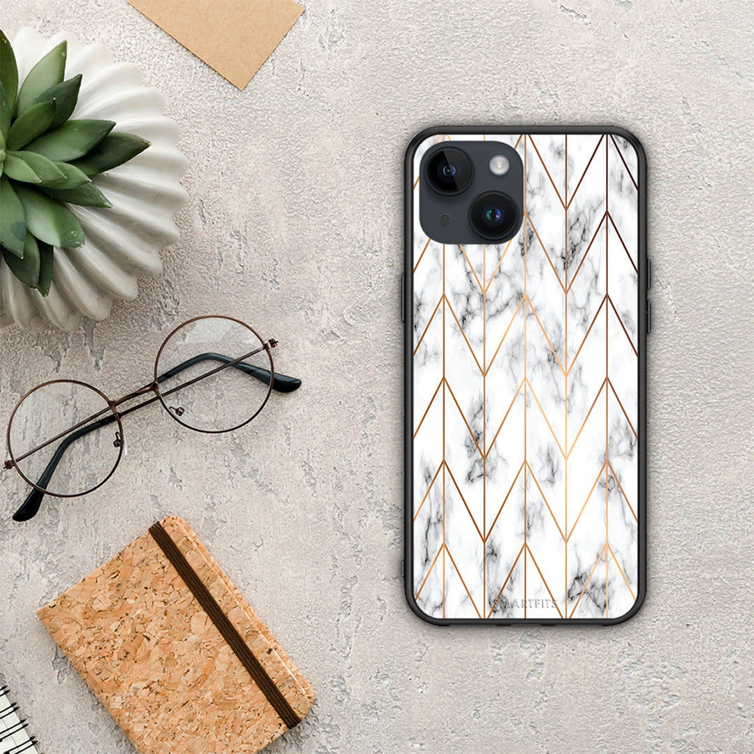 Marble Gold Geometric - iPhone 15 case