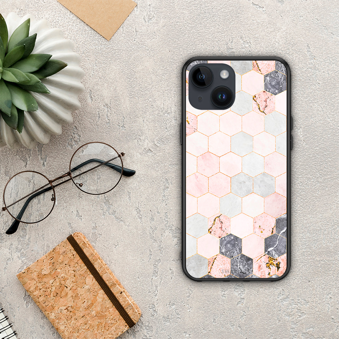 Marble Hexagon Pink - iPhone 15 case