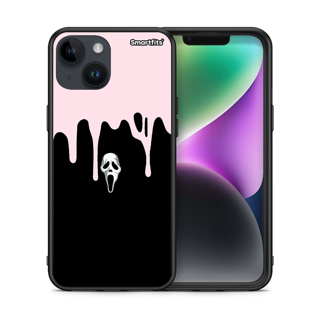 Θήκη iPhone 15 Melting Halloween Mask από τη Smartfits με σχέδιο στο πίσω μέρος και μαύρο περίβλημα | iPhone 15 Melting Halloween Mask case with colorful back and black bezels