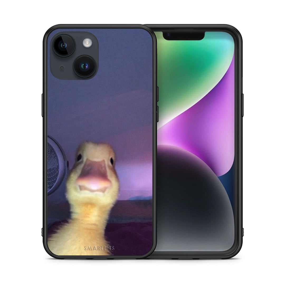 Θήκη iPhone 14 Meme Duck από τη Smartfits με σχέδιο στο πίσω μέρος και μαύρο περίβλημα | iPhone 14 Meme Duck case with colorful back and black bezels