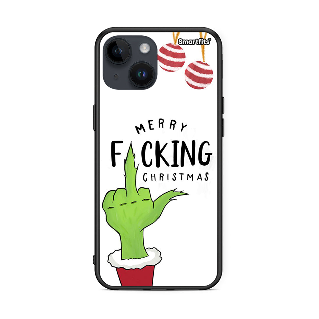 iPhone 14 Merry F Xmas θήκη από τη Smartfits με σχέδιο στο πίσω μέρος και μαύρο περίβλημα | Smartphone case with colorful back and black bezels by Smartfits