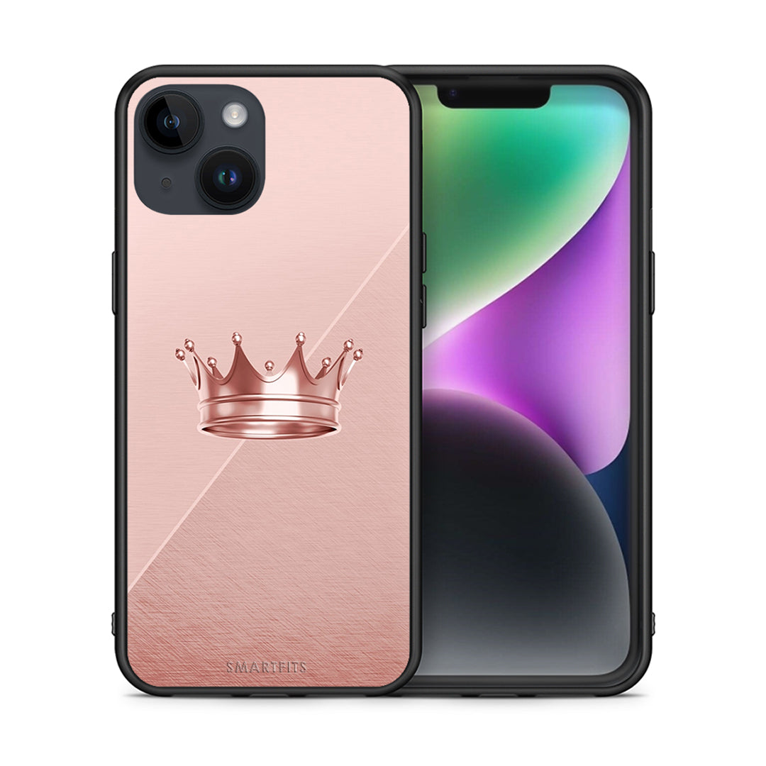 Θήκη iPhone 14 Crown Minimal από τη Smartfits με σχέδιο στο πίσω μέρος και μαύρο περίβλημα | iPhone 14 Crown Minimal case with colorful back and black bezels