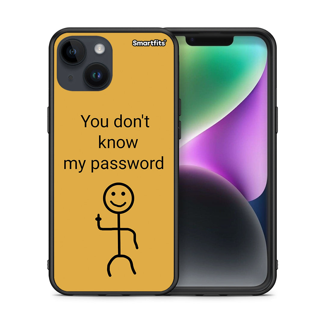 Θήκη iPhone 15 My Password από τη Smartfits με σχέδιο στο πίσω μέρος και μαύρο περίβλημα | iPhone 15 My Password case with colorful back and black bezels