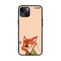 Thumbnail for iPhone 15 Nick Wilde And Judy Hopps Love 1 θήκη από τη Smartfits με σχέδιο στο πίσω μέρος και μαύρο περίβλημα | Smartphone case with colorful back and black bezels by Smartfits