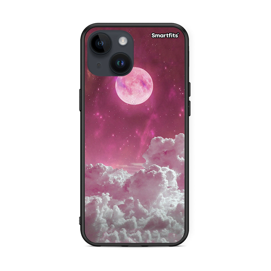 iPhone 14 Pink Moon Θήκη από τη Smartfits με σχέδιο στο πίσω μέρος και μαύρο περίβλημα | Smartphone case with colorful back and black bezels by Smartfits