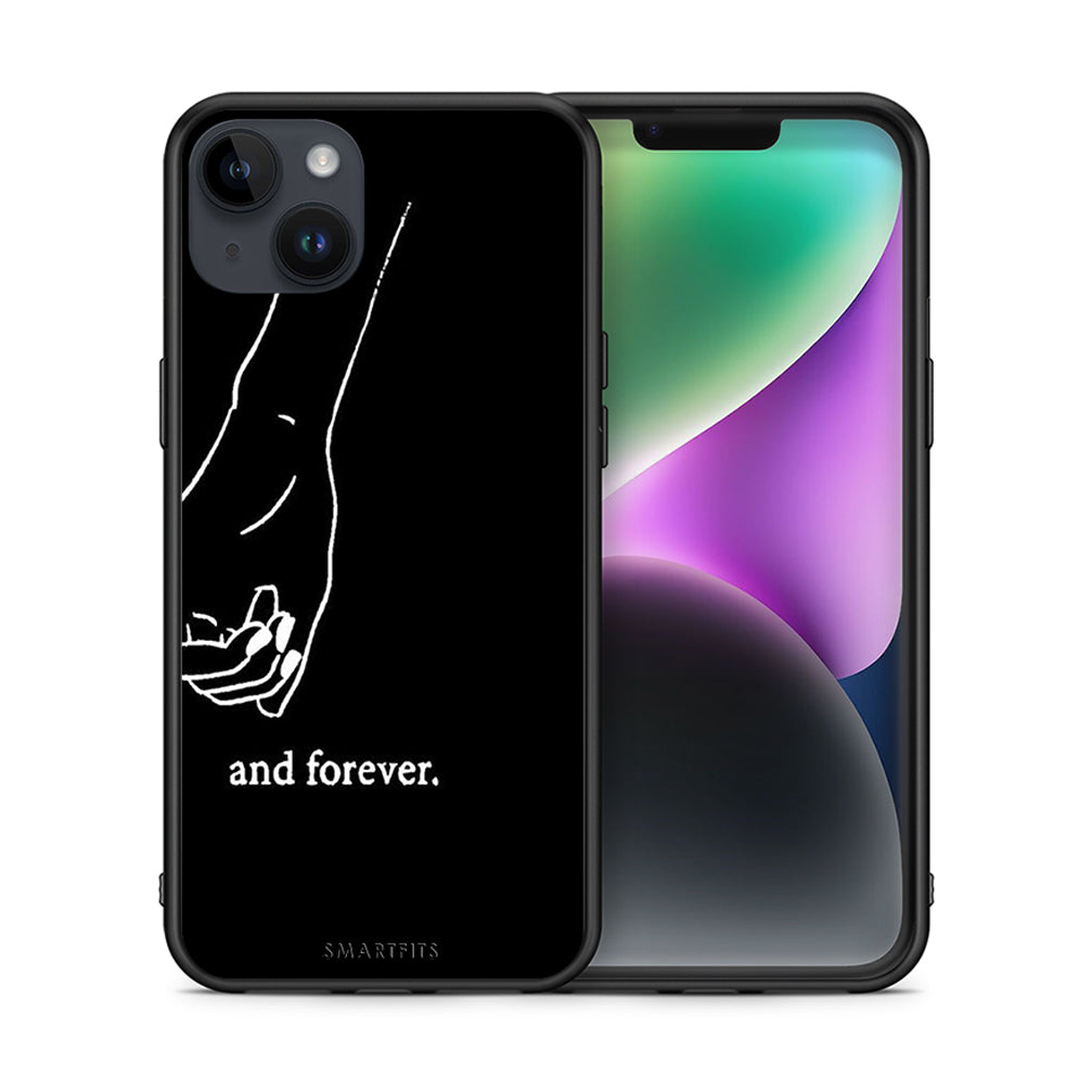 Θήκη Αγίου Βαλεντίνου iPhone 15 Plus Always & Forever 2 από τη Smartfits με σχέδιο στο πίσω μέρος και μαύρο περίβλημα | iPhone 15 Plus Always & Forever 2 case with colorful back and black bezels