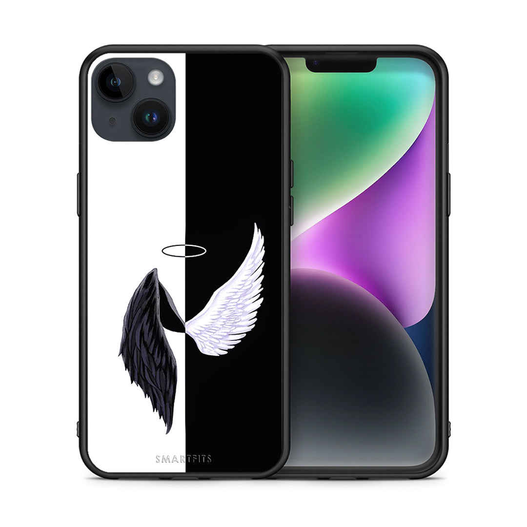 Θήκη iPhone 15 Plus Angels Demons από τη Smartfits με σχέδιο στο πίσω μέρος και μαύρο περίβλημα | iPhone 15 Plus Angels Demons case with colorful back and black bezels