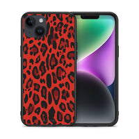 Thumbnail for Θήκη iPhone 15 Plus Red Leopard Animal από τη Smartfits με σχέδιο στο πίσω μέρος και μαύρο περίβλημα | iPhone 15 Plus Red Leopard Animal case with colorful back and black bezels