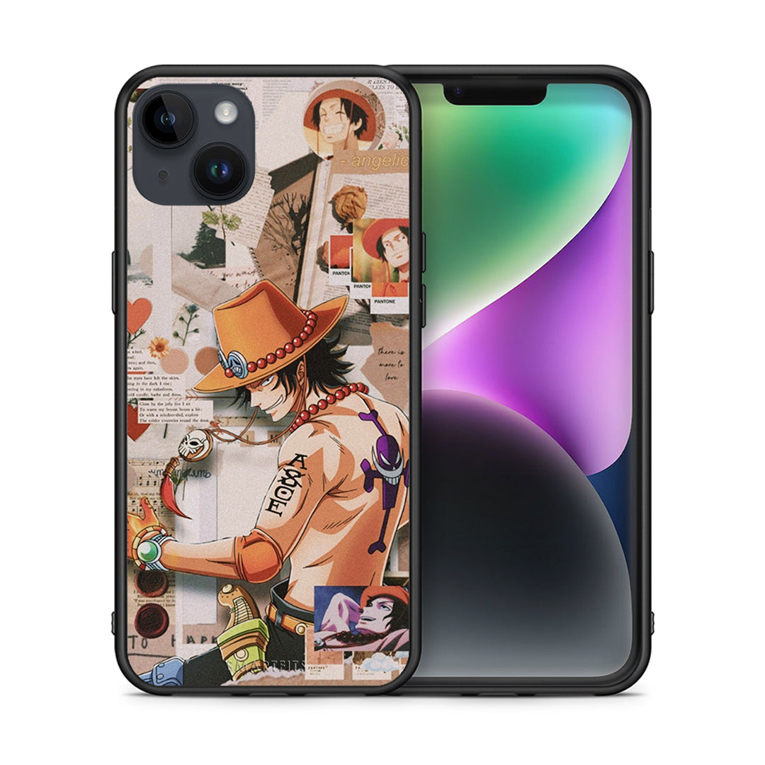 Θήκη iPhone 14 Plus Anime Collage από τη Smartfits με σχέδιο στο πίσω μέρος και μαύρο περίβλημα | iPhone 14 Plus Anime Collage case with colorful back and black bezels