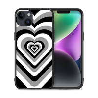 Thumbnail for Θήκη iPhone 15 Plus Black Hearts από τη Smartfits με σχέδιο στο πίσω μέρος και μαύρο περίβλημα | iPhone 15 Plus Black Hearts case with colorful back and black bezels