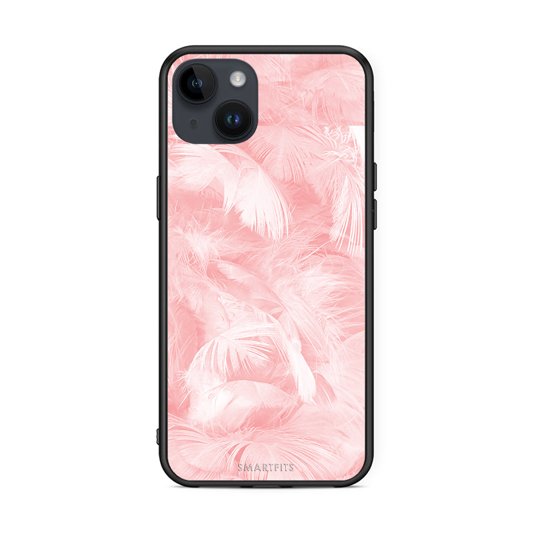 33 - iPhone 14 Plus Pink Feather Boho case, cover, bumper