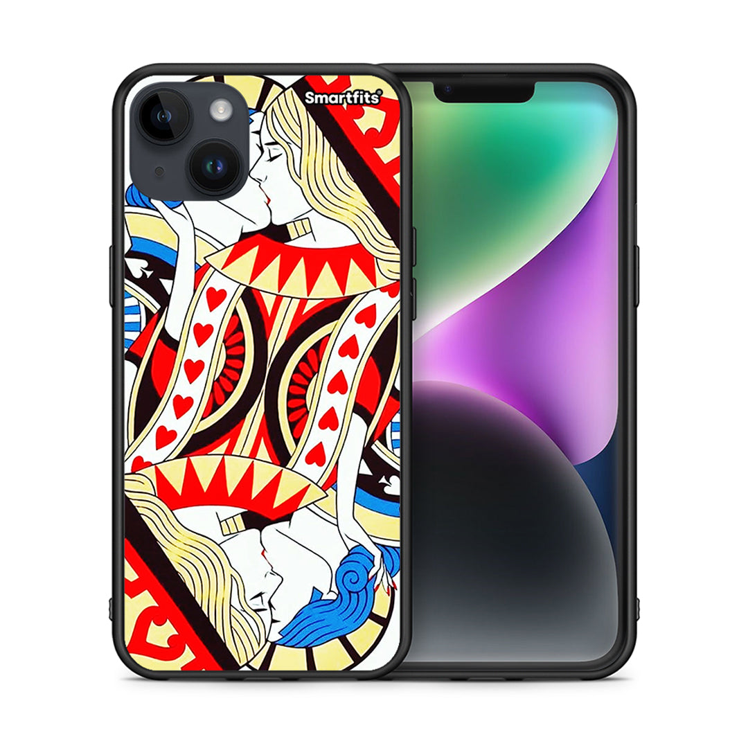 Θήκη iPhone 15 Plus Card Love από τη Smartfits με σχέδιο στο πίσω μέρος και μαύρο περίβλημα | iPhone 15 Plus Card Love case with colorful back and black bezels