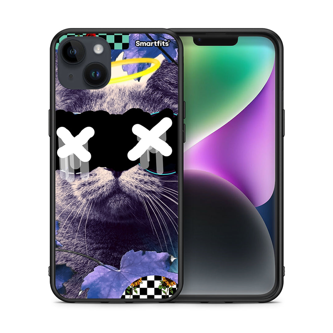 Θήκη iPhone 15 Plus Cat Collage από τη Smartfits με σχέδιο στο πίσω μέρος και μαύρο περίβλημα | iPhone 15 Plus Cat Collage case with colorful back and black bezels