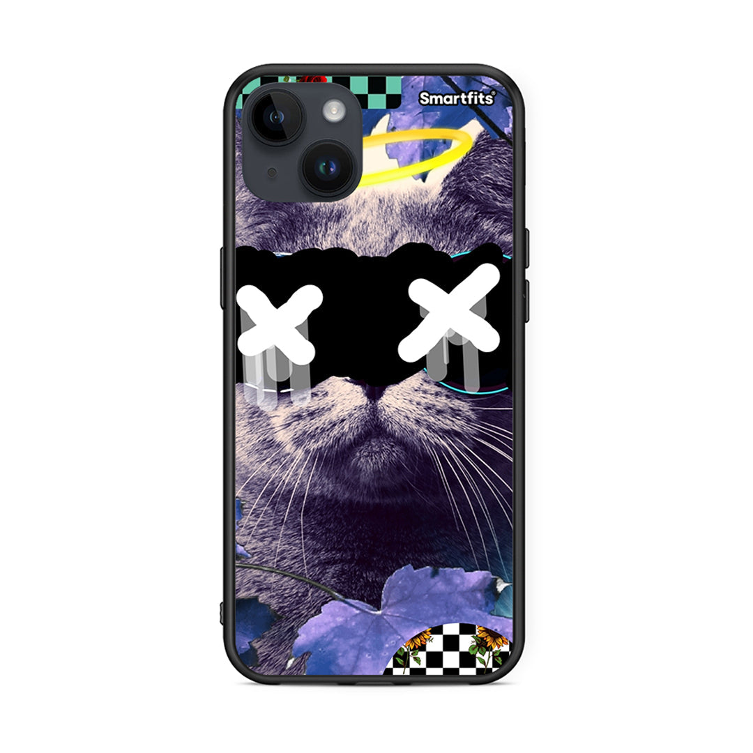 iPhone 15 Plus Cat Collage θήκη από τη Smartfits με σχέδιο στο πίσω μέρος και μαύρο περίβλημα | Smartphone case with colorful back and black bezels by Smartfits