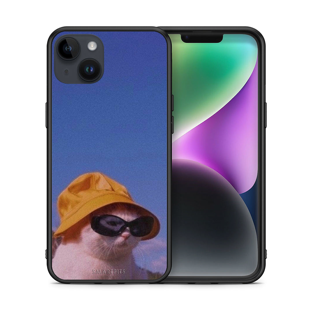 Θήκη iPhone 15 Plus Cat Diva από τη Smartfits με σχέδιο στο πίσω μέρος και μαύρο περίβλημα | iPhone 15 Plus Cat Diva case with colorful back and black bezels