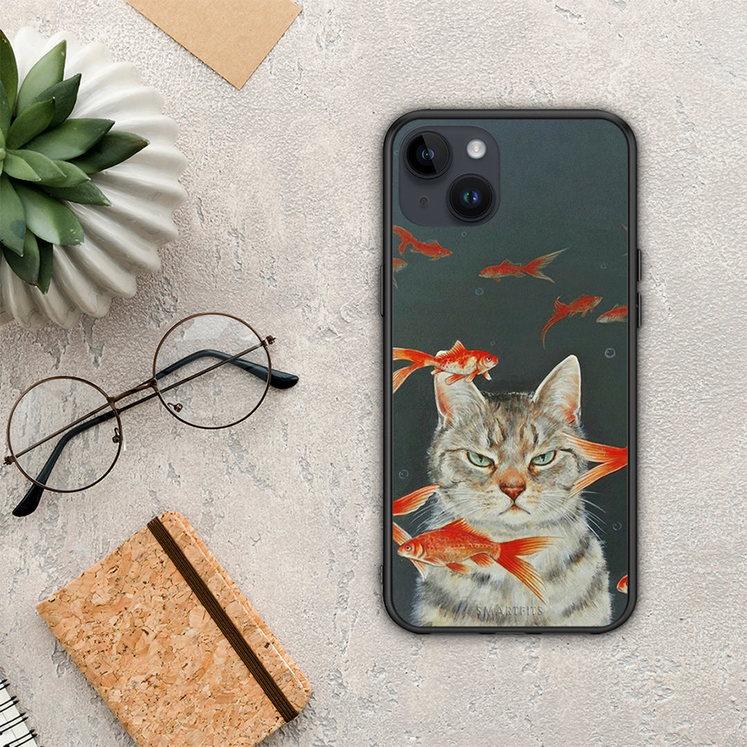 Cat Goldfish - iPhone 14 Plus case