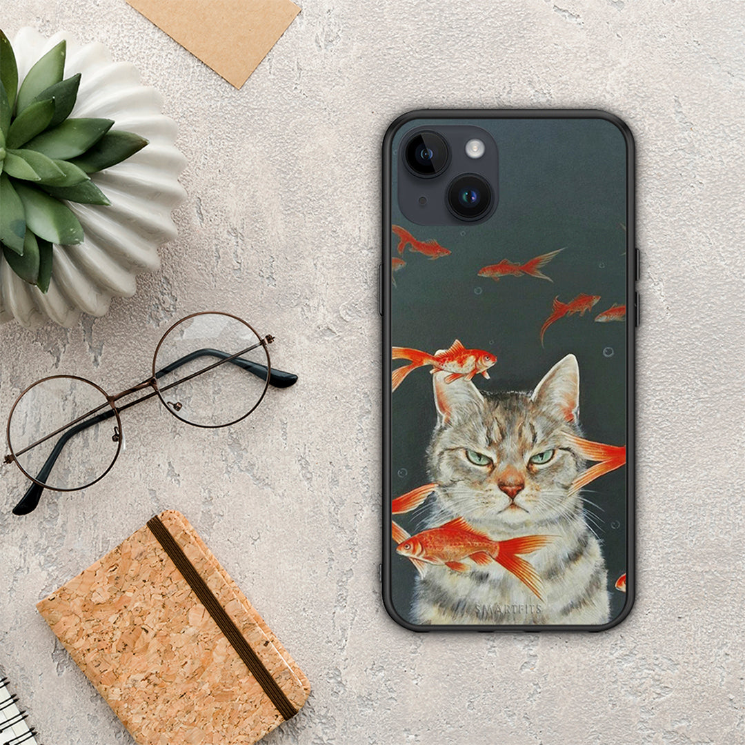 Cat Goldfish - iPhone 15 Plus case