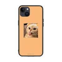 Thumbnail for iPhone 15 Plus Cat Tongue θήκη από τη Smartfits με σχέδιο στο πίσω μέρος και μαύρο περίβλημα | Smartphone case with colorful back and black bezels by Smartfits