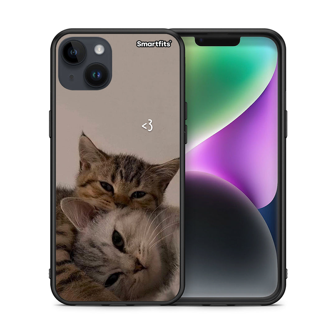 Θήκη iPhone 15 Plus Cats In Love από τη Smartfits με σχέδιο στο πίσω μέρος και μαύρο περίβλημα | iPhone 15 Plus Cats In Love case with colorful back and black bezels