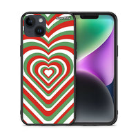 Thumbnail for Θήκη iPhone 14 Plus Christmas Hearts από τη Smartfits με σχέδιο στο πίσω μέρος και μαύρο περίβλημα | iPhone 14 Plus Christmas Hearts case with colorful back and black bezels