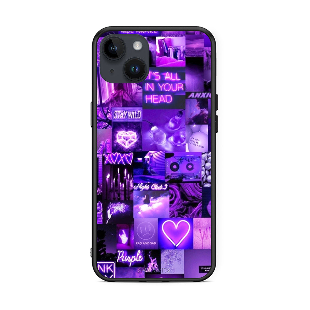 iPhone 15 Plus Collage Stay Wild Θήκη Αγίου Βαλεντίνου από τη Smartfits με σχέδιο στο πίσω μέρος και μαύρο περίβλημα | Smartphone case with colorful back and black bezels by Smartfits