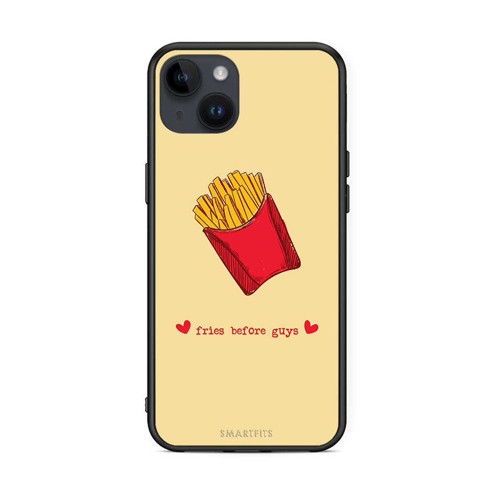 iPhone 15 Plus Fries Before Guys Θήκη Αγίου Βαλεντίνου από τη Smartfits με σχέδιο στο πίσω μέρος και μαύρο περίβλημα | Smartphone case with colorful back and black bezels by Smartfits