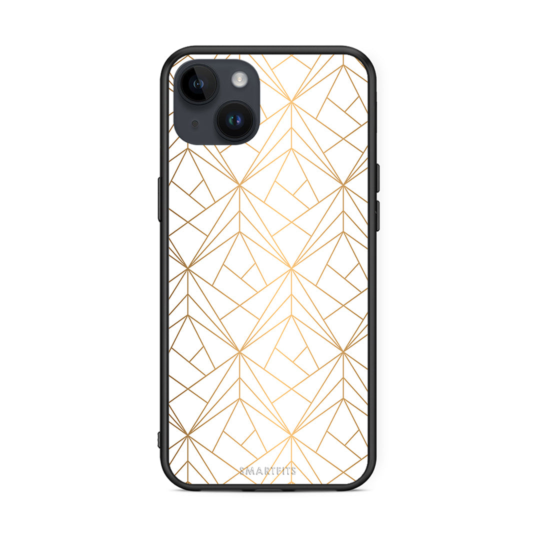 111 - iPhone 14 Plus Luxury White Geometric case, cover, bumper