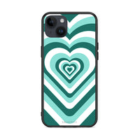 Thumbnail for iPhone 14 Plus Green Hearts θήκη από τη Smartfits με σχέδιο στο πίσω μέρος και μαύρο περίβλημα | Smartphone case with colorful back and black bezels by Smartfits