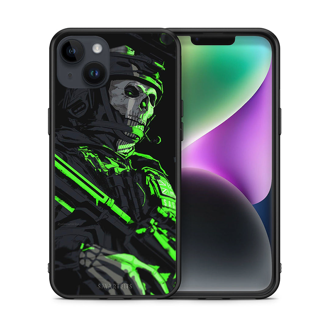 Θήκη Αγίου Βαλεντίνου iPhone 14 Plus Green Soldier από τη Smartfits με σχέδιο στο πίσω μέρος και μαύρο περίβλημα | iPhone 14 Plus Green Soldier case with colorful back and black bezels