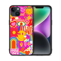 Thumbnail for Θήκη iPhone 15 Plus Hippie Love από τη Smartfits με σχέδιο στο πίσω μέρος και μαύρο περίβλημα | iPhone 15 Plus Hippie Love case with colorful back and black bezels