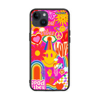 Thumbnail for iPhone 15 Plus Hippie Love θήκη από τη Smartfits με σχέδιο στο πίσω μέρος και μαύρο περίβλημα | Smartphone case with colorful back and black bezels by Smartfits