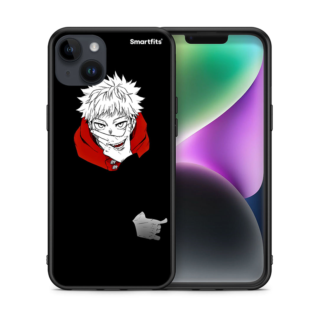 Θήκη iPhone 15 Plus Itadori Anime από τη Smartfits με σχέδιο στο πίσω μέρος και μαύρο περίβλημα | iPhone 15 Plus Itadori Anime case with colorful back and black bezels