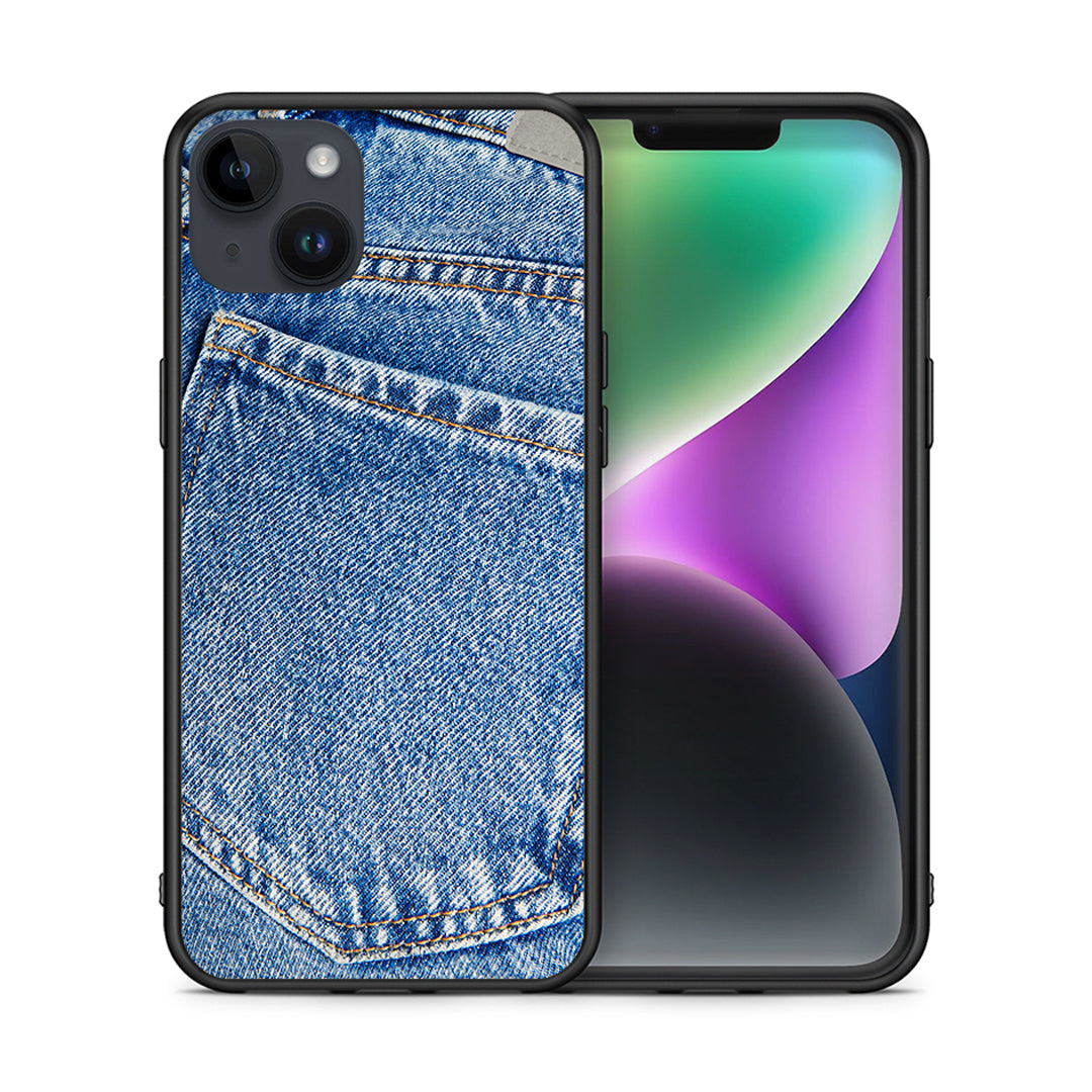 Θήκη iPhone 15 Plus Jeans Pocket από τη Smartfits με σχέδιο στο πίσω μέρος και μαύρο περίβλημα | iPhone 15 Plus Jeans Pocket case with colorful back and black bezels