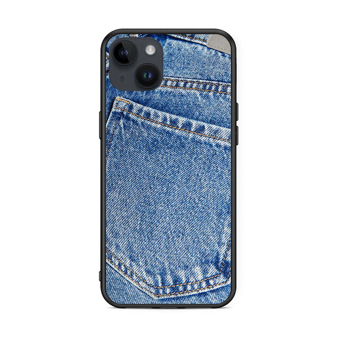 iPhone 15 Plus Jeans Pocket θήκη από τη Smartfits με σχέδιο στο πίσω μέρος και μαύρο περίβλημα | Smartphone case with colorful back and black bezels by Smartfits