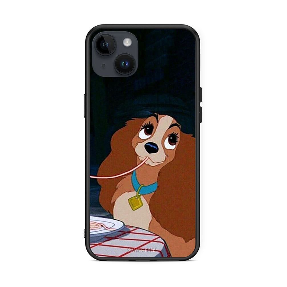 iPhone 14 Plus Lady And Tramp 2 Θήκη Αγίου Βαλεντίνου από τη Smartfits με σχέδιο στο πίσω μέρος και μαύρο περίβλημα | Smartphone case with colorful back and black bezels by Smartfits