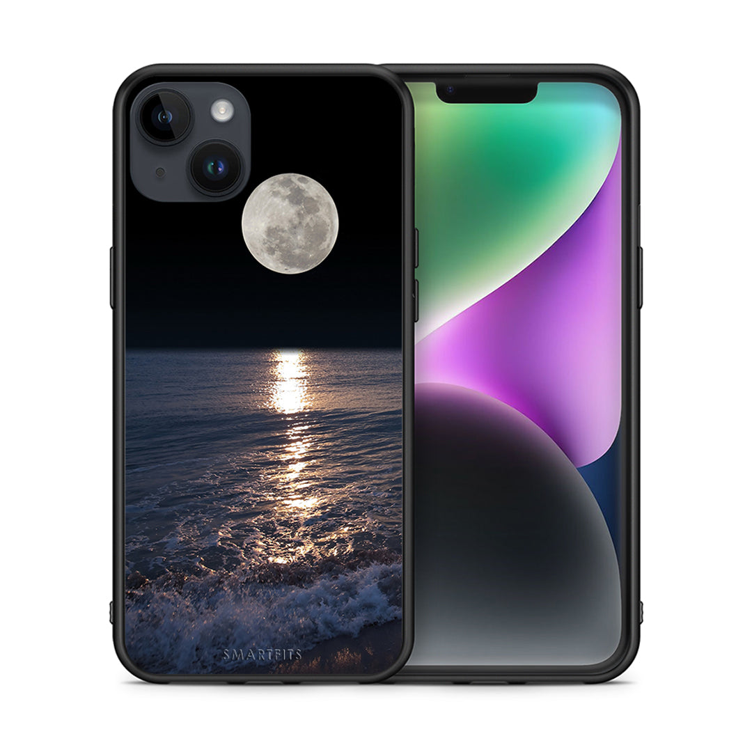 Θήκη iPhone 14 Plus Moon Landscape από τη Smartfits με σχέδιο στο πίσω μέρος και μαύρο περίβλημα | iPhone 14 Plus Moon Landscape case with colorful back and black bezels
