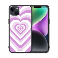 Thumbnail for Θήκη iPhone 14 Plus Lilac Hearts από τη Smartfits με σχέδιο στο πίσω μέρος και μαύρο περίβλημα | iPhone 14 Plus Lilac Hearts case with colorful back and black bezels